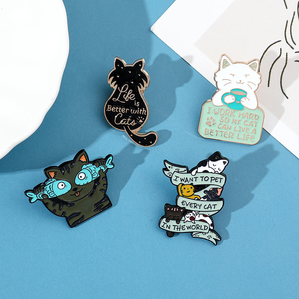 9g Weight Brooches Classification Daily Occasion Alloy Material Letter, Cat, Fish Pattern Unisex Gender Cartoon, Enamel Design Cute Style Cute Pin Letter Cat Fish Alloy Cartoon Enamel Unisex Brooches 22