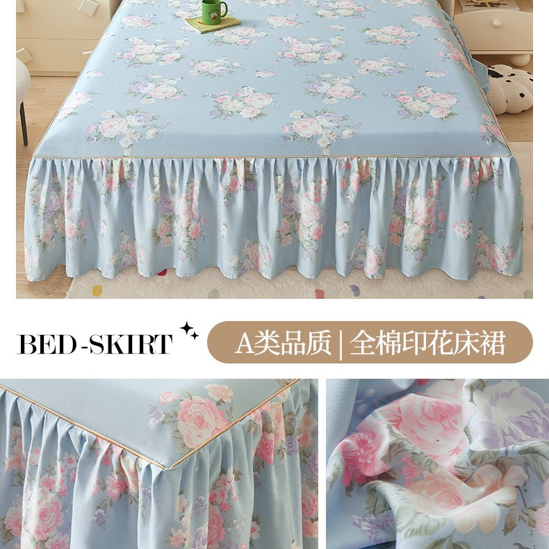 2025 nueva falda de cama de algodón de una sola pieza 2025 nueva funda de cama de algodón individual universal de cuatro estaciones con falda