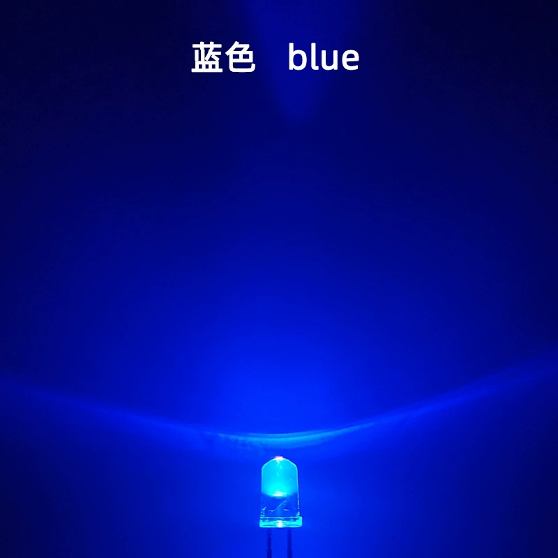 f5mm round-head white hair blue light short foot 5mm blue highlight blue LED light-emitting diode plug-in LED bulb transparent