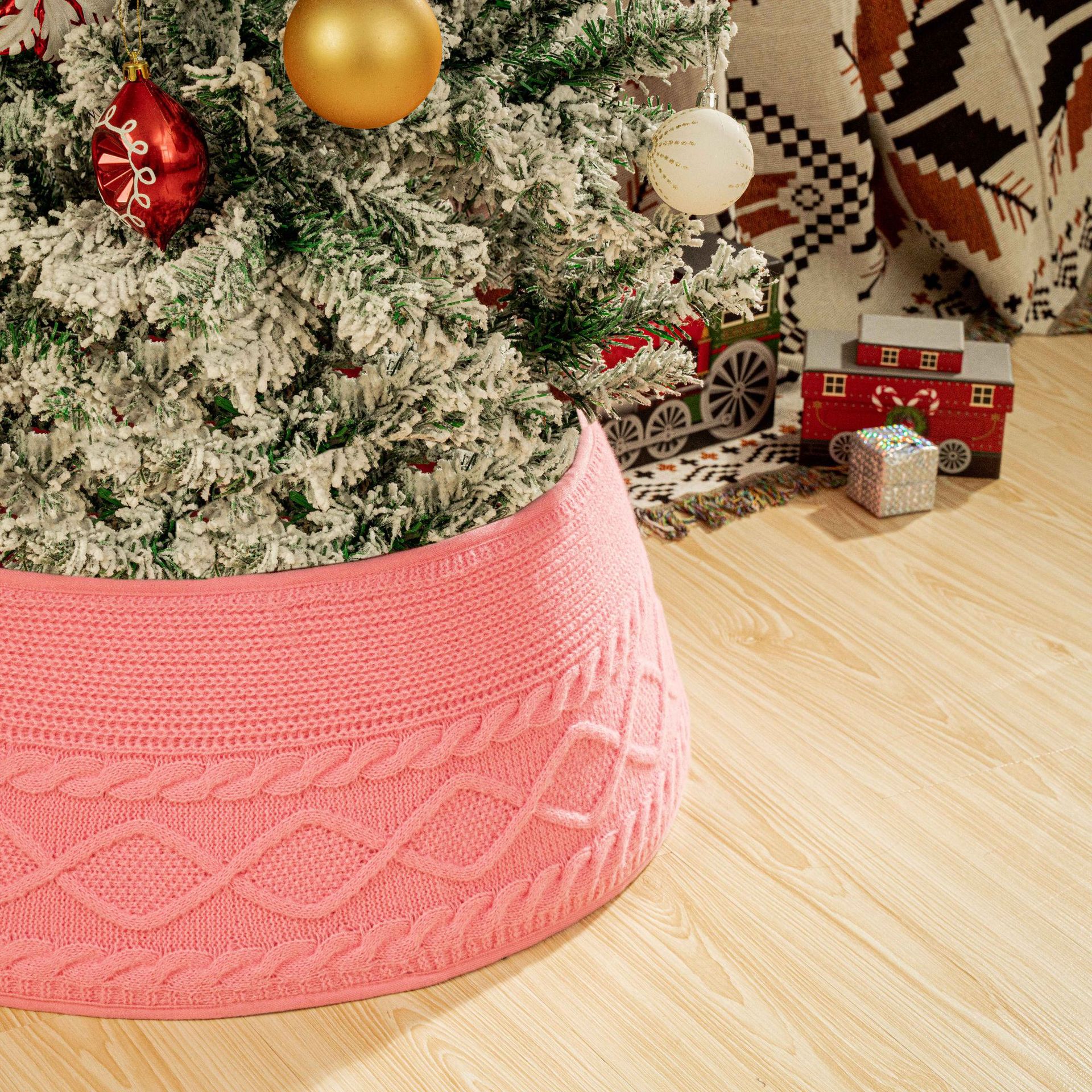 Navidad transfronteriza de punto falda de árbol abrazadera de cinturón ajustable decoración del árbol de Navidad decoración del árbol