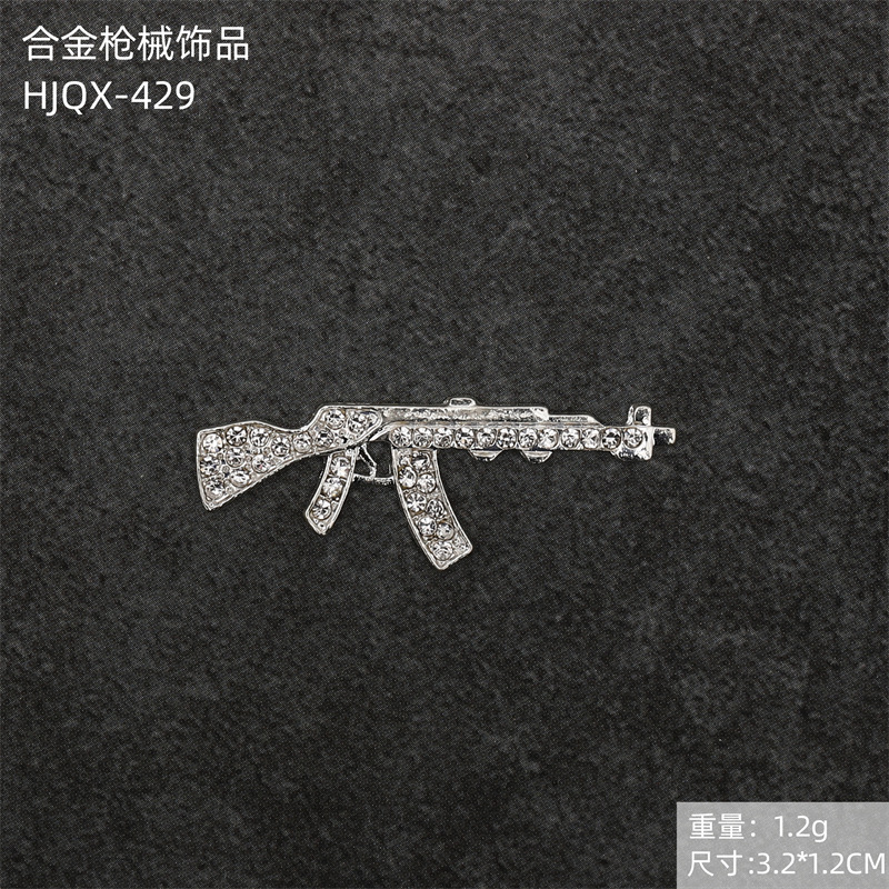Transfronterizo exclusivo tridimensional retro manicura pistola joyería punk estilo diamante incrustado arma modelo decoración de uñas