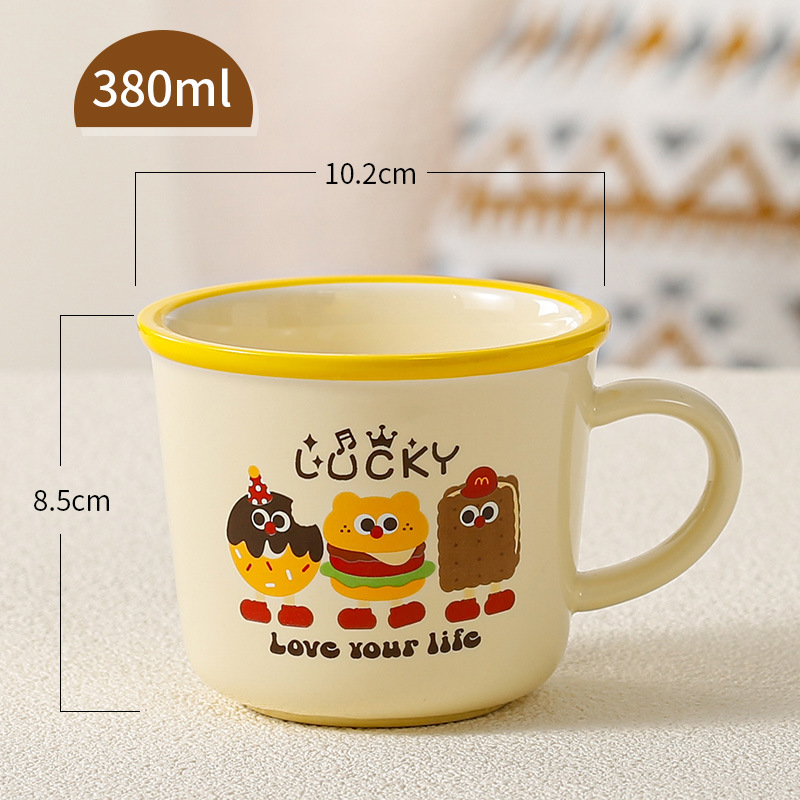 Taza de cerámica de regalo encantadora taza de regalo para niños taza de agua de dibujos animados taza de café doméstica con cubierta cuchara para niños