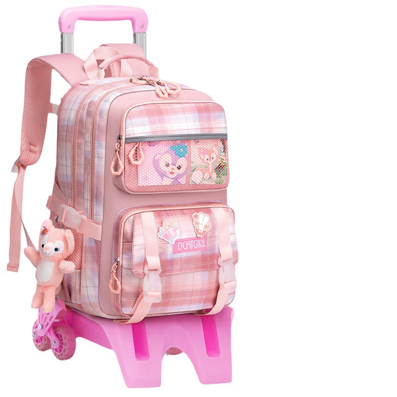 Suitcase, school bag, ladder, backpack