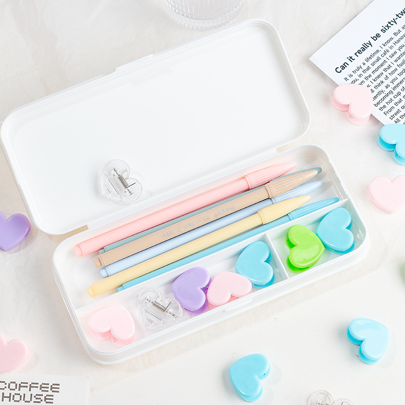 Japonés niña suave rosa amor pequeño clip linda chica corazón plástico foto decoración clip estudiante ins carpeta