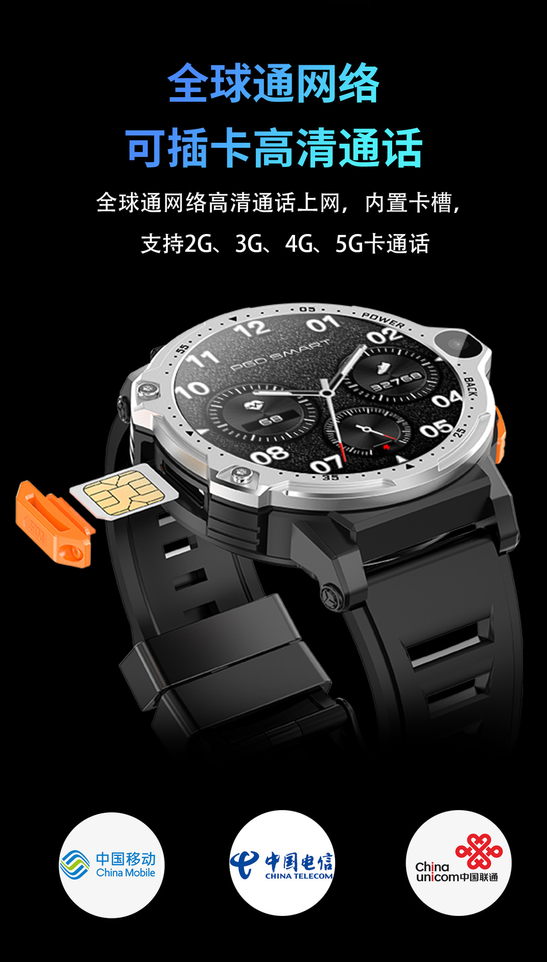 The cross-border PG999 smartwatch features dual cameras, a 1.54-inch large screen, 4G Android, large memory, heart rate, and multiple sports modes Application Scenario