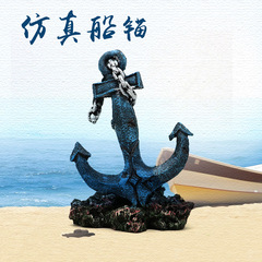 創意造景樹脂跨境擺件漁船沉船躲避屋魚缸裝飾船錨布景海底殘骸
