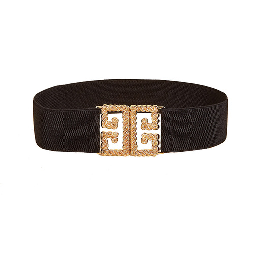 Korean style fashionable high-elastic fully elastic buckle decorative dress with wide belt for women elastic waist girdle for women