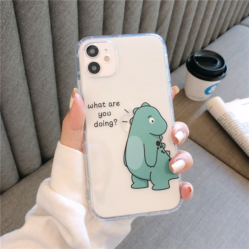 Cartoon Fruit Couple Compatible With 13 Little Dinosaur IPhone 11 15 Pro Soft Case Transparent 14 Women's Model_voghion.com