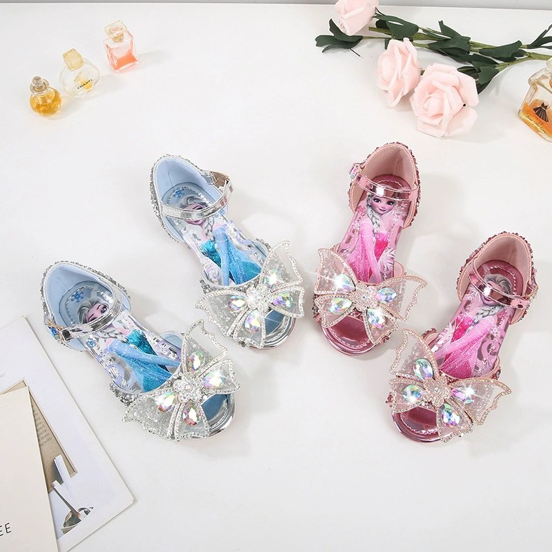 Фея стиль лук сандалии детские Новые Aisha принцесса сандалии девочек с открытым носком блестками детские сандалии оптом