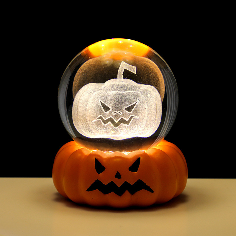 ハロウィン スカル パンプキンランプ ゴースト クリスタルボール ナイトライト ホームデコレーション 雰囲気ランプ クリエイティブ デスクトップオーナメント|undefined