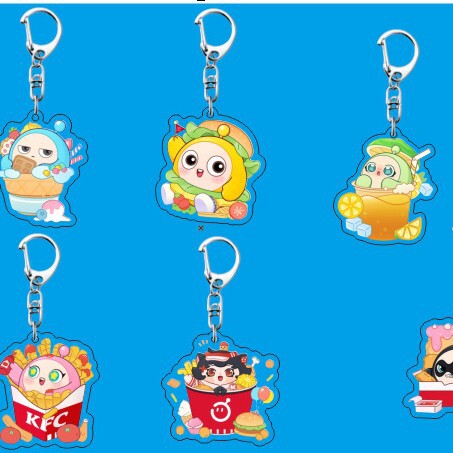 Egg Party KFC Joint KFC Keychain Game Peripheral Cute Hanging Ornaments 5CM Sandwich Student Hanging Ornaments Batch