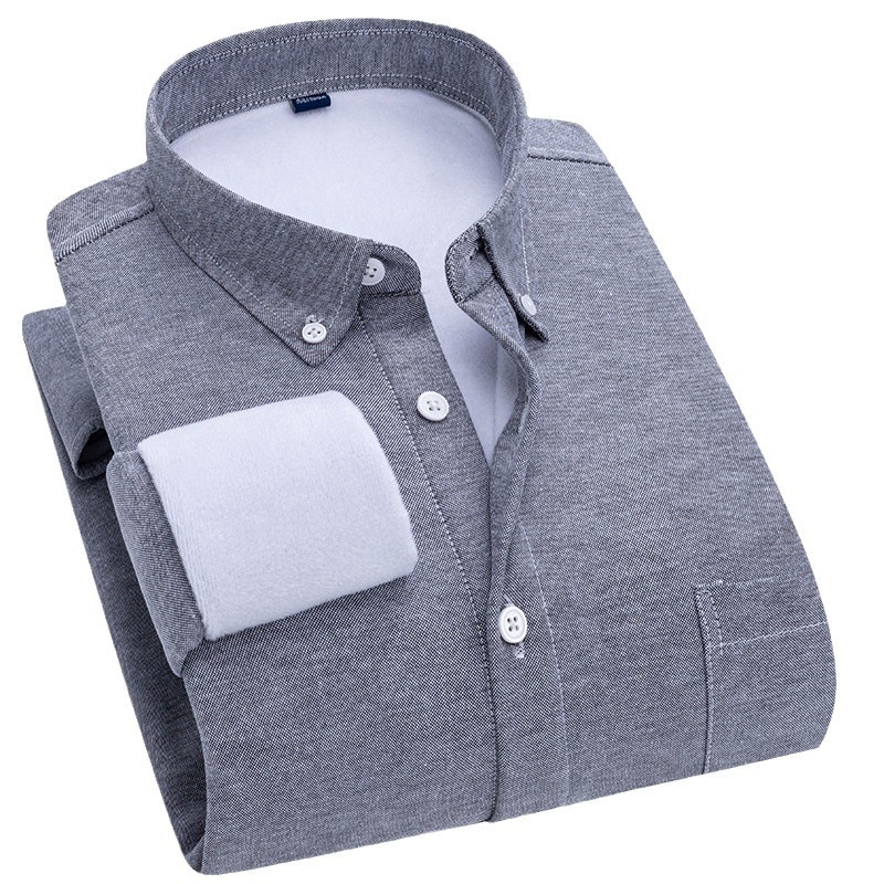 Otoño y invierno, camisa de manga larga caliente sin quemar, camisa informal de negocios de Oxford.