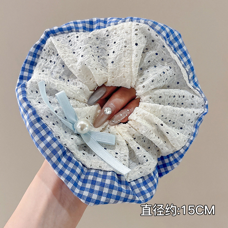 Temperamento bufanda cuadrada intestino lazo para el cabello femenino 2025 nuevo estilo súper grande cola de caballo cabeza cuerda viento perezoso banda de goma cuerda para el cabello tocado