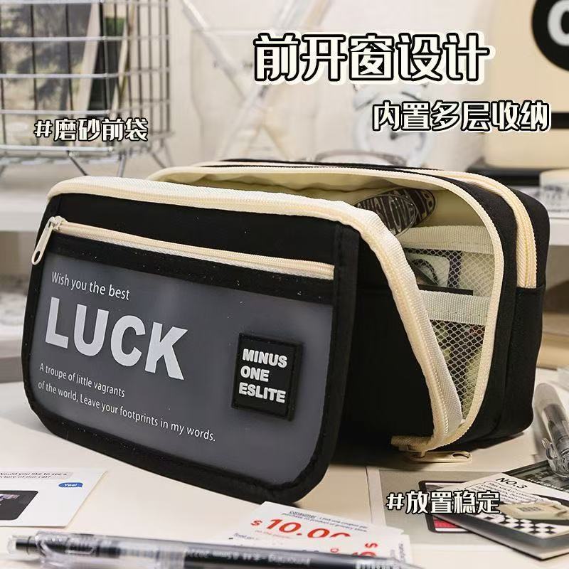 LUCK9 bolsas de bolígrafo de gran capacidad lujoso ligero de alto nivel bolsas de bolígrafo transparentes para estudiantes de secundaria primaria caja de papelería antisucia al por mayor