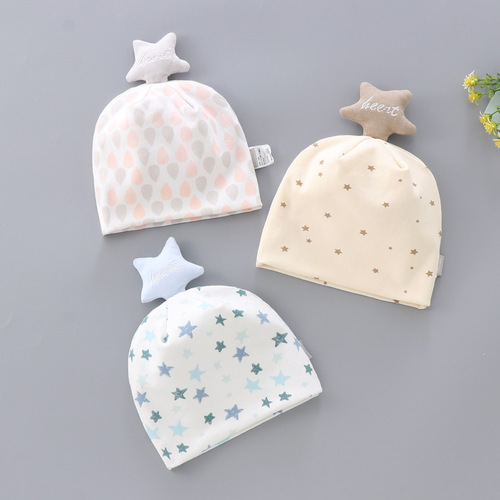 Spring and Autumn New Baby Hat Double Layer Cartoon Style Hat for 0-3 Month Newborns Boneless Head Protection Hat Air Conditioning Hat