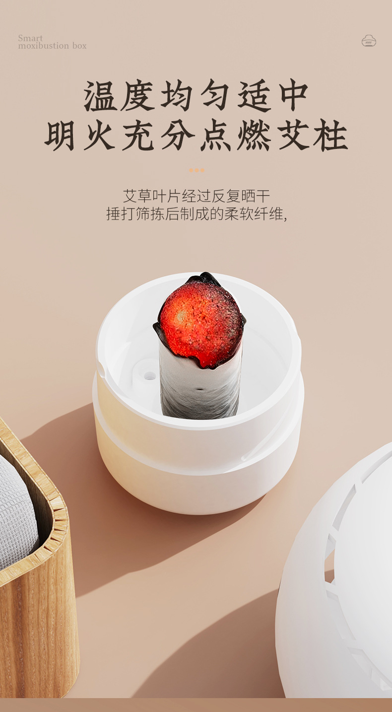 Portable Moxa Burner Box Ai Jiu Guan Low Smoke Adjustable Temperature Home Moxibustion Tool 230g quality and texture