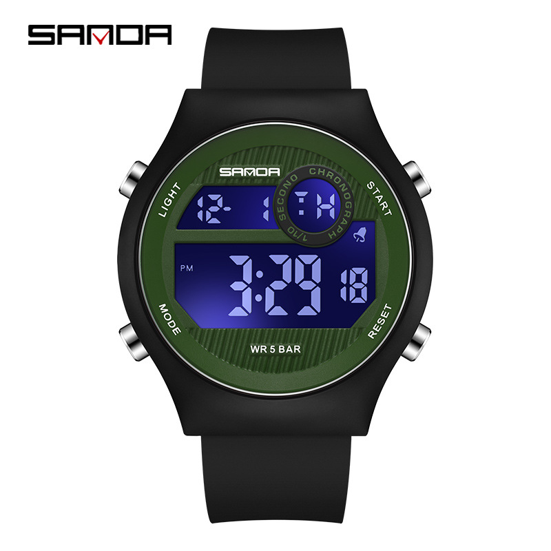 SANDA Sanda movimiento electrónico reloj electrónico de moda de estudiantes de secundaria secundaria reloj electrónico multifuncional luz nocturna reloj despertador estudiante reloj