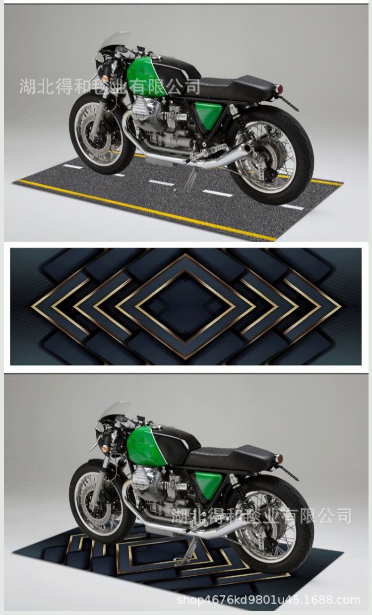 Cross-Border Motorcycle Floor Mats with Custom Logo Pattern, Non-Slip and Dirt-Resistant, Motorcycle Display Carpet, Factory Direct Sales, Crystal Velvet