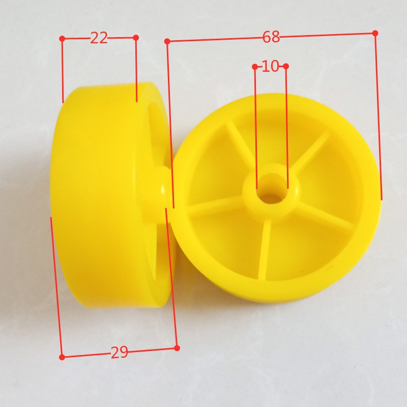 注塑生产黄色塑料3寸脚轮尼龙滚轮小推车尼龙轮万向轮配件成品