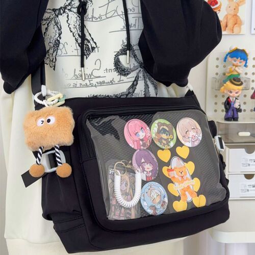 College style, all-matching class clothes, simple, large-capacity mailman bag, transparent bar, shoulder bag, pain bag