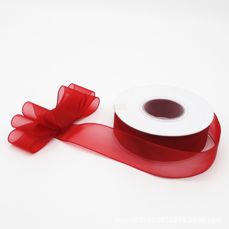 2,5 cm cinta de gasa decoración de la boda de vacaciones de oro cinta regalo del día de san valentín embalaje de la flor cinta de hilo de nieve