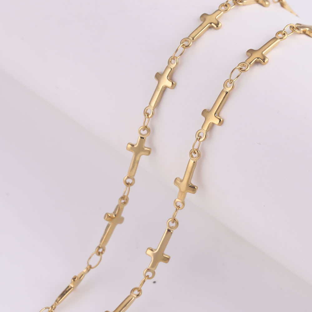 Cadena de vacío de acero inoxidable Golden Peach corazón cruz marco cadena estrella de cinco puntas cadena hecha a mano DIY collar accesorios de la joyería