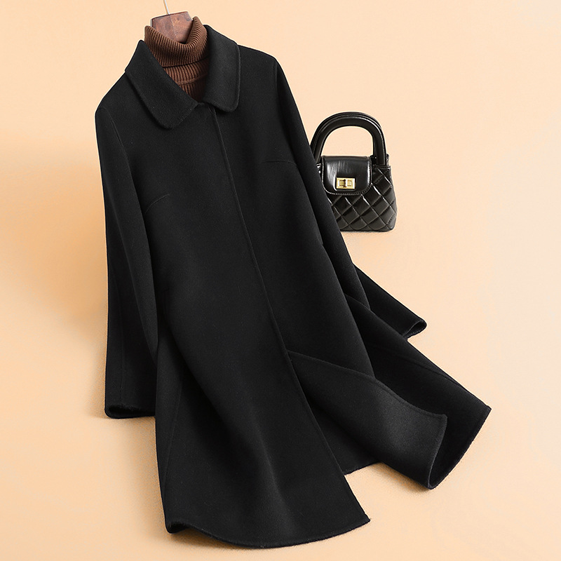 清仓不退不换黑色大衣大码女装妈妈装中长款女士羊毛大衣毛呢外套