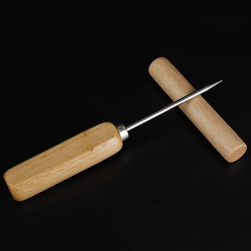 不锈钢冰锥 不锈钢锥子 单叉凿冰器  木柄冰锥 碎冰工具