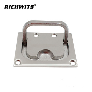 Square Handle Stainless Steel Mirror Floor Lock Hatch Yacht Deck Pull Ring Cover Buckle Square Floor Buckle
