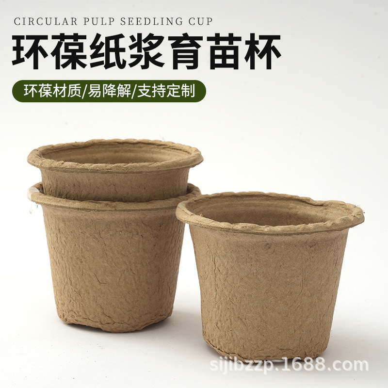 育苗杯带孔多肉营养花盆家用一次性环葆可降解圆形纸浆加厚育苗盆