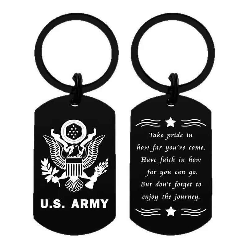 Amazon Boys' Gift Laser-Engraved Travel Military Keychain Metal Creative Commemorative Soldier Badge Pendant