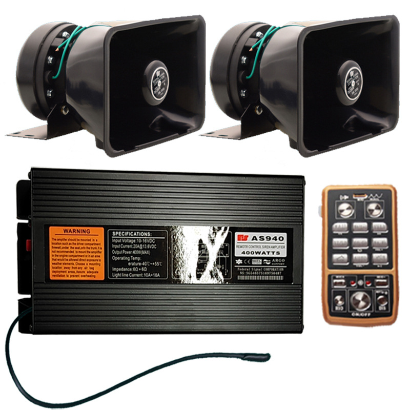 Wireless car alarm with 400W high-power loudspeaker, car siren with high-pitched horn, model AS940N+100C