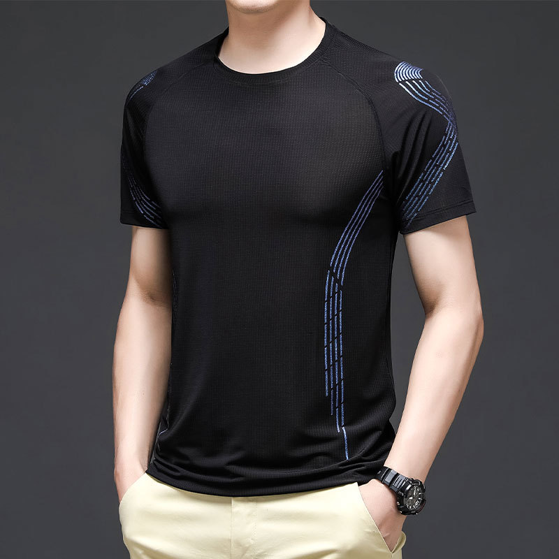 Thin breathable solid color silk quick dry sports short sleeve…