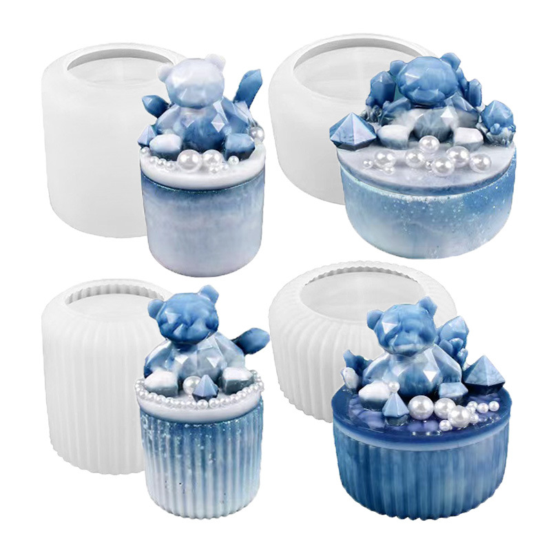 Butterfly Dance DIY Crystal dropping resin plaster jar round glossy Cup striped Cup storage box silicone mold
