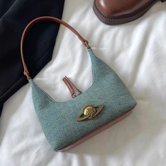 Ma hyyga放浪星デニム小众脇下バッグ高级感ワンショルダーバッグレディースレトロバッグハンドバッグ