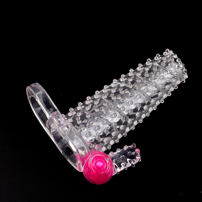 Vibrating Wolf Tooth Condom Sleeve, Spiked Textured TPE Ring, Transparent Non-Vibrating Variant — detail image 2