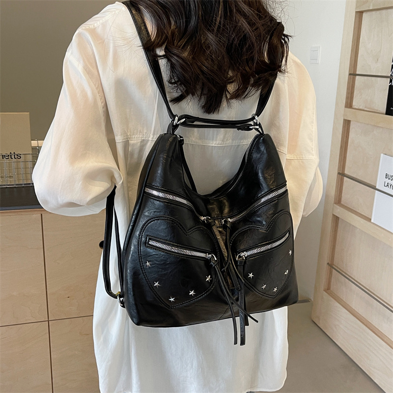 Leisure Soft Face Large Capacity Backpack for Women 2024 New Western Versatile Single Shoulder Fashionable Commuting_voghion.com
