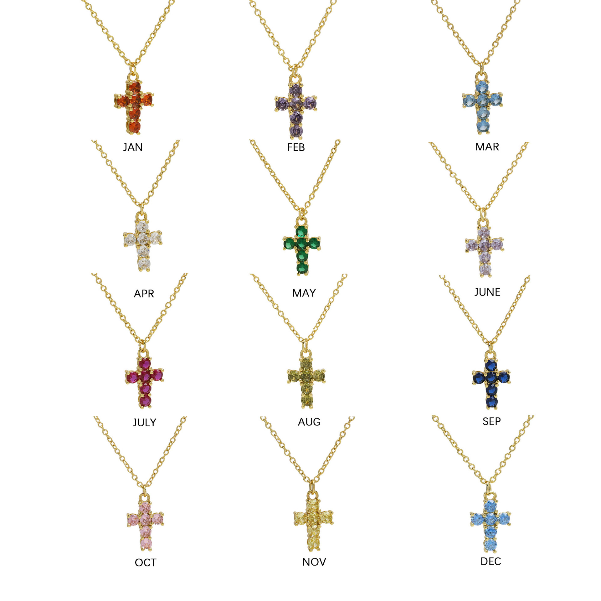 7g Weight 18K Gold Plated Plating Material Brass Pendant Material Zircon Inlay Material Pendant Necklace Classification Modern Style Classic Style Cross 18K Gold Plated Zircon Brass Wholesale Pendant Necklace
