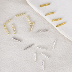 Copper-plated with genuine 18k gold, color-preserving, embossed straight tube screw thread, straight tube stringing tube, DIY jewelry bracelet accessories