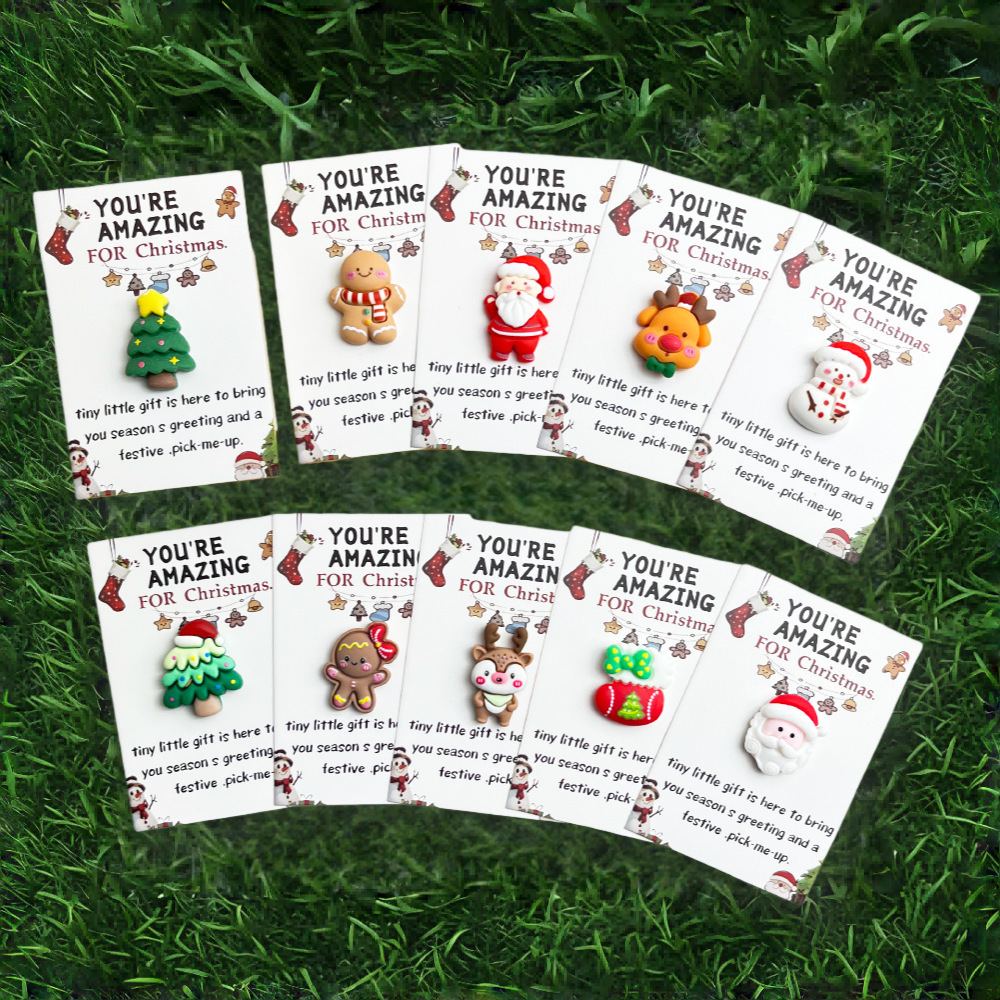 TEMU圣诞节系列树脂口袋拥抱节日贺卡 祝福卡片DIY礼物饰品配件