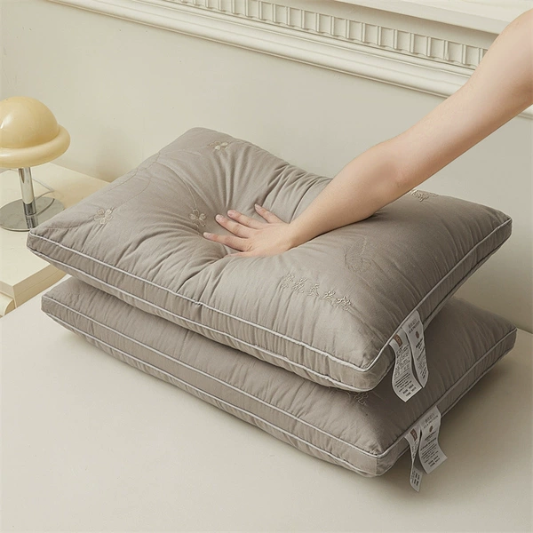 Cotton floral silk pillow-grey (three-dimensional edge)