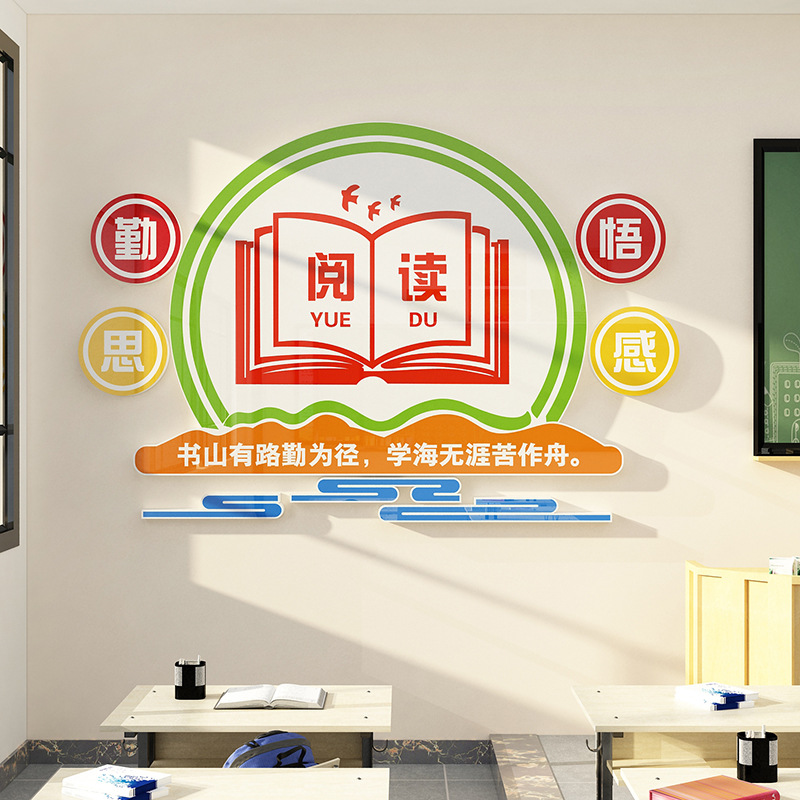 图书角布置装饰绘本馆墙面阅读区自习教室辅导班培训机构校园文化