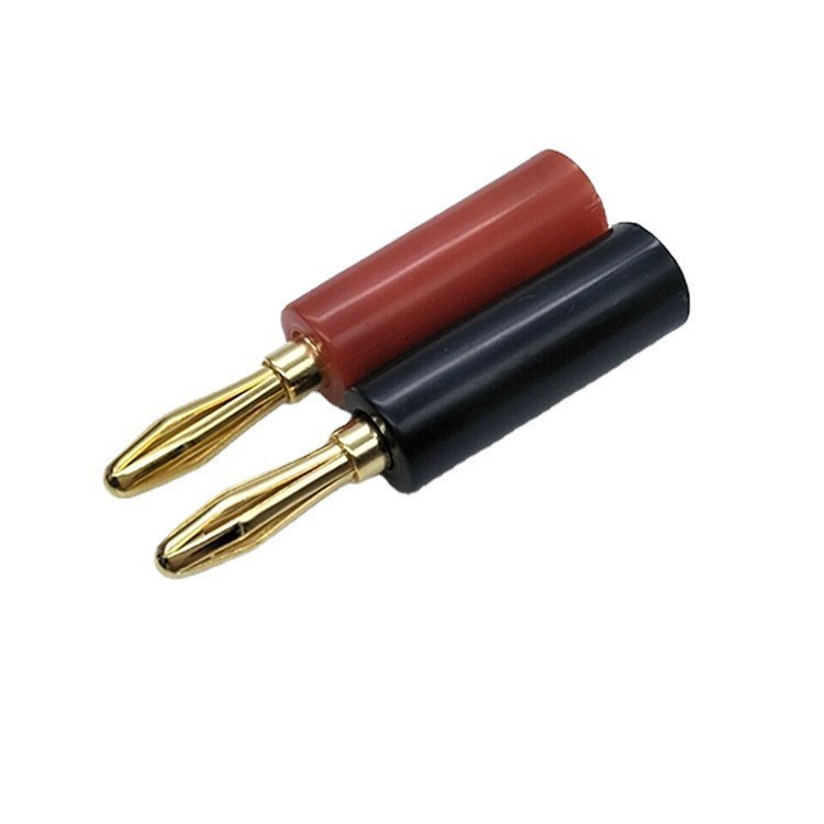 厂家直供 铜镀金 音频线连接头 香蕉头音响线音箱线4MM插头喇叭线