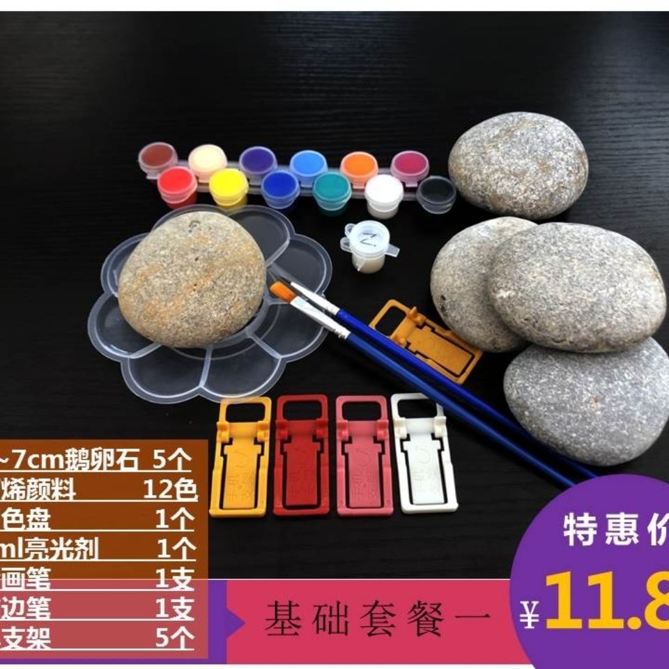 Coloured drawing stone painting children adult Creative Workshop stone Pebble