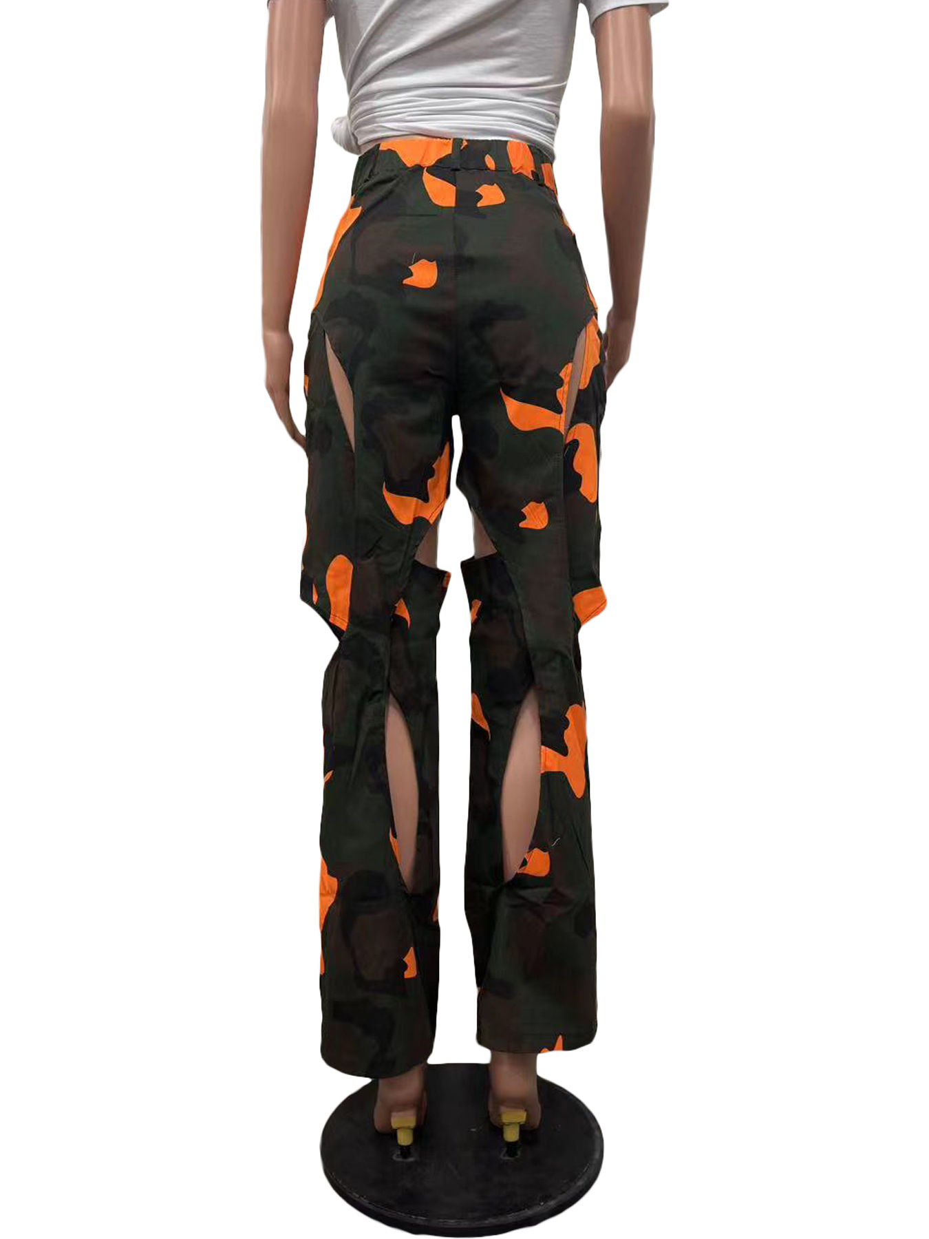 Women's Clothing Ripped Straight Workwear Pants Fashion Digital HD Print Casual American Style Spring Autumn Summer Regular Fit Polyester_ecoleips.com