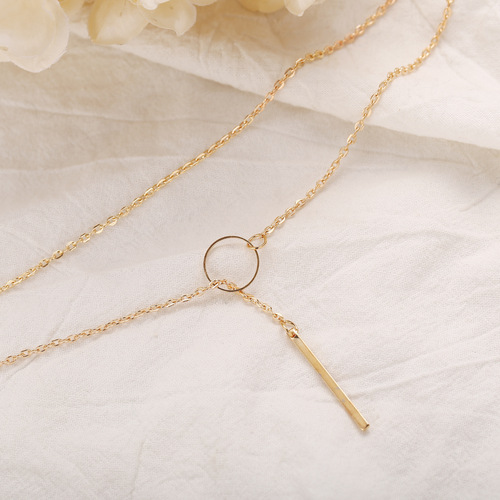 Punk fashion accessories minimalist metal loop short length necklace choker women clavicle chain pendant