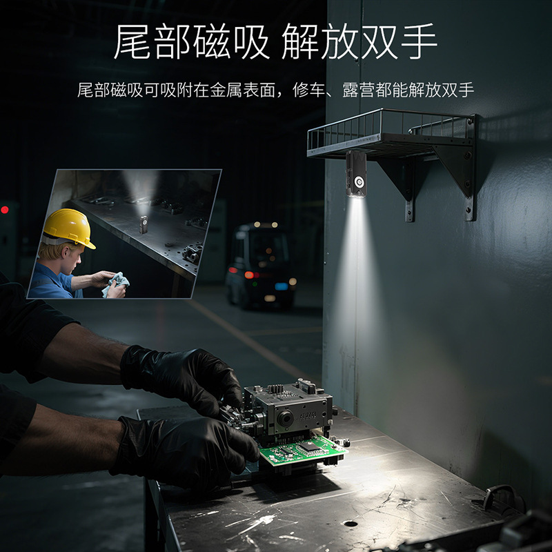 新款EDC多功能手电 RGB七彩光源 带笔夹迷你钥匙扣磁吸手电筒|undefined