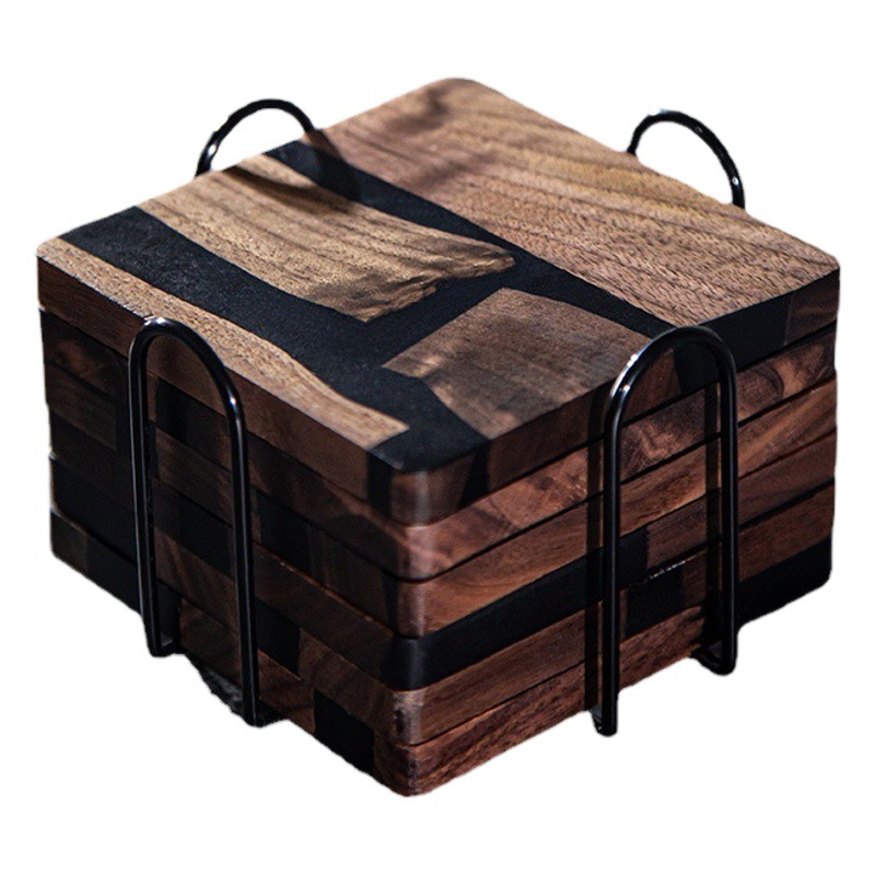Yabai posavasos de madera simple junta de aislamiento de resina japonesa arte del té juego de té de Kung Fu taza de té estera bandeja de té ceremonia del té Accesorios