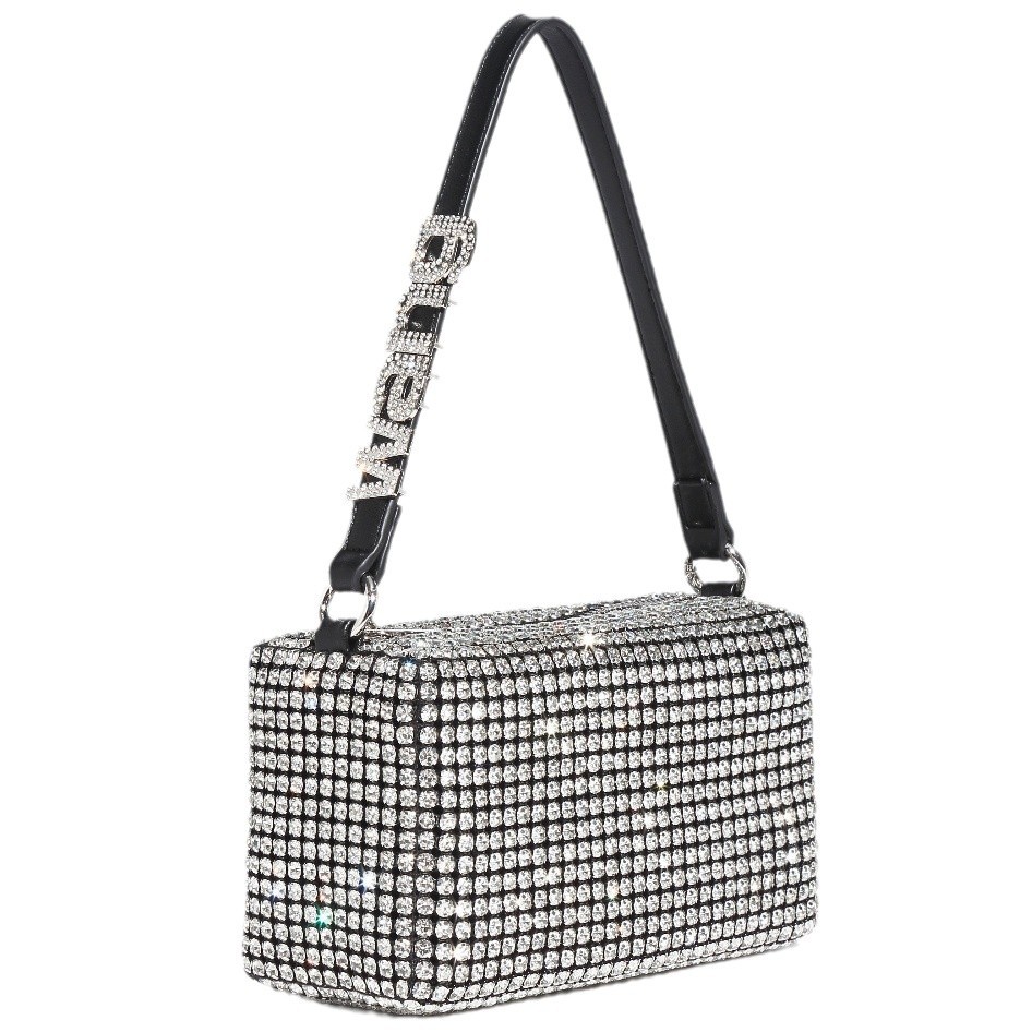 Rhinestone Women's Evening Bag - Sparkling Diamond Crossbody Handbag, Underarm Small Square Bag, Fashionable And Versatile - Thumbnail 5