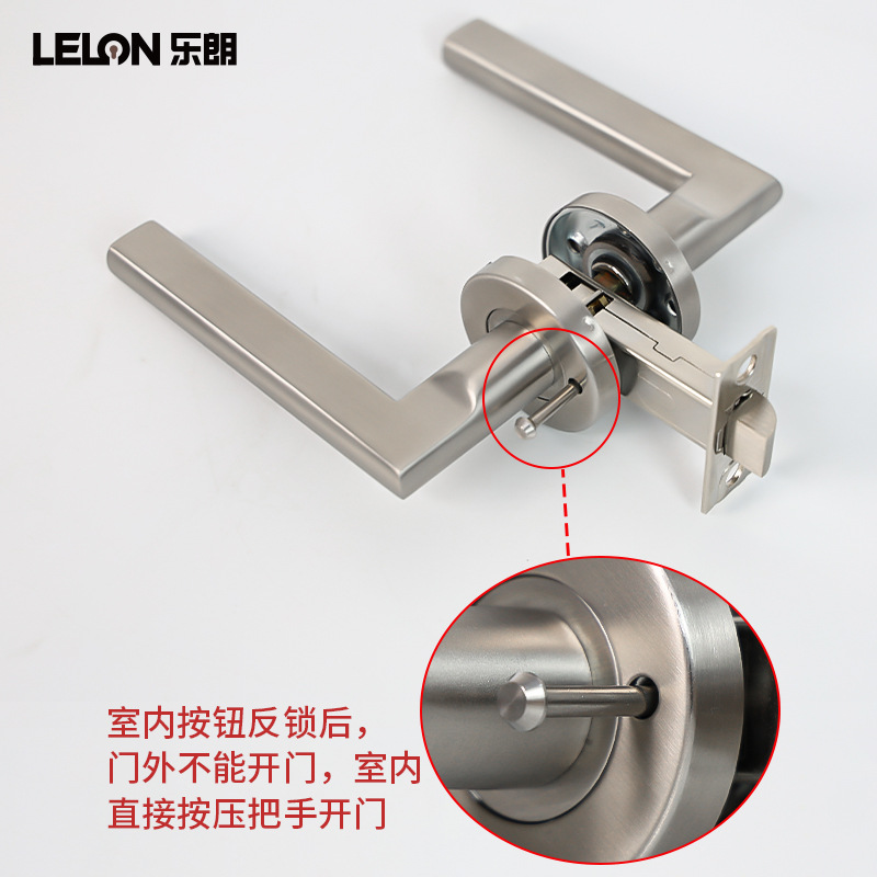 Cerradura de baño de acero inoxidable transfronteriza de estilo estadounidense cerradura de mano sin llave cerradura de puerta de privacidad cerradura de puerta de baño